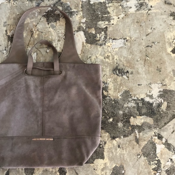 Alexander Wang Alpha Shopper Taupe Tan Brown Leather Suede HandBag Purse - Picture 5 of 8